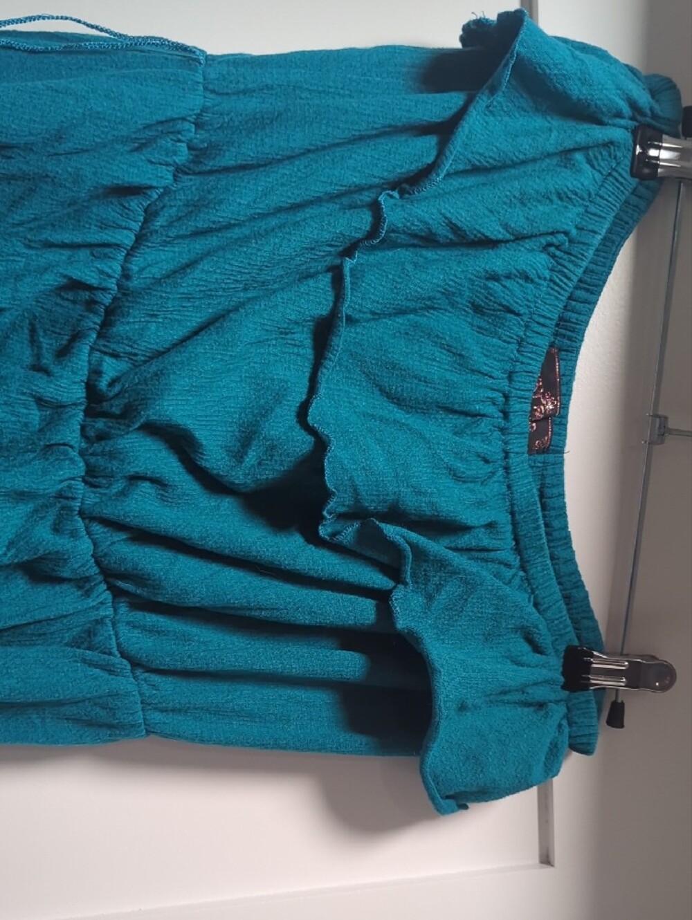 Almost Famous Teal Off-Shoulder High-Low Ruffle Dress - Picture 3 of 4
